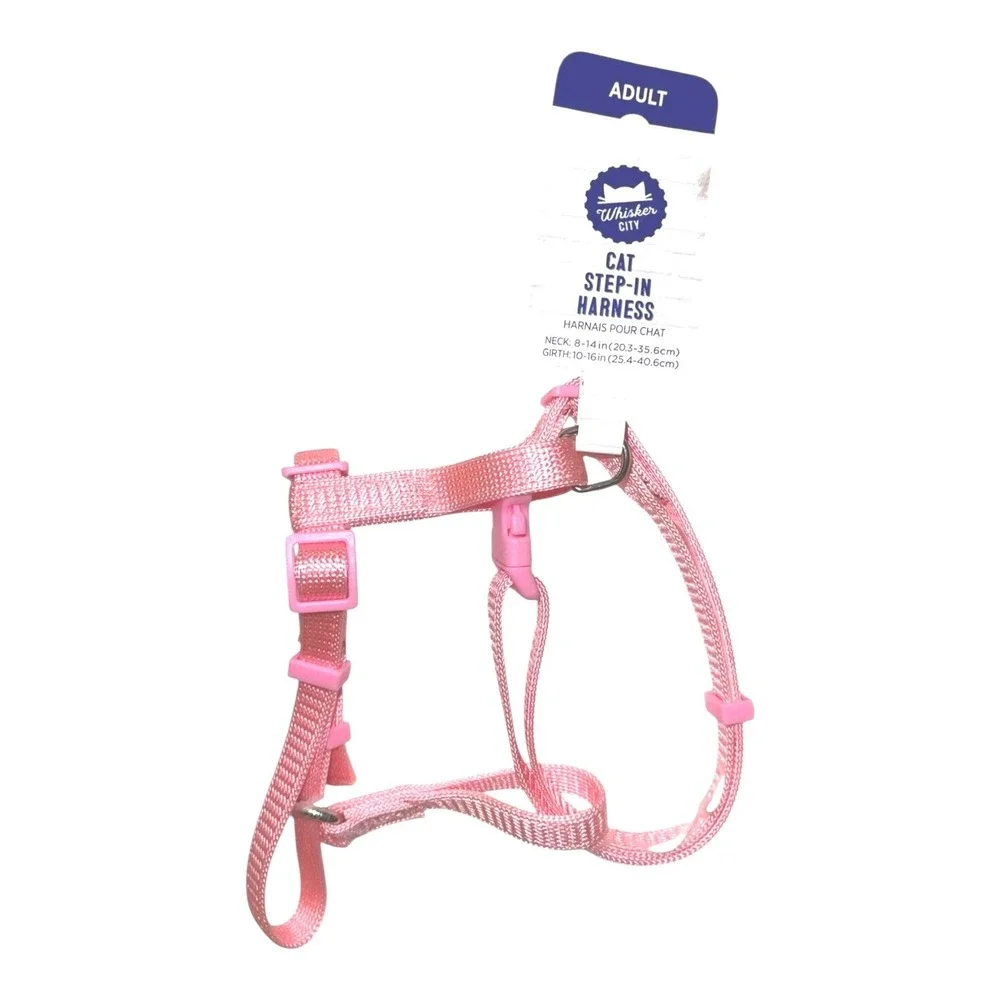 Whisker City Pink Adjustable Step-In Cat Harness Adult Size Comfort Fit/NWT